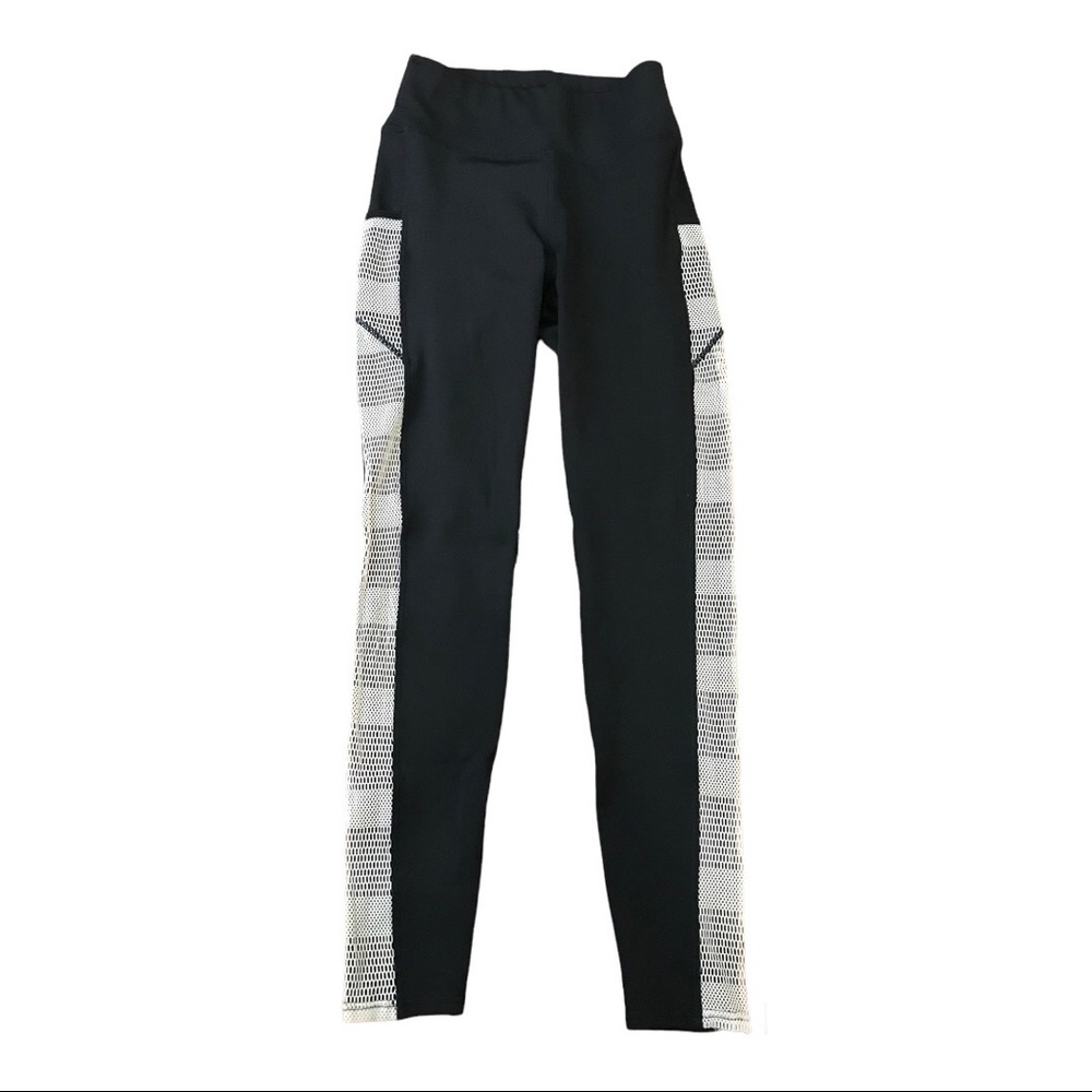 POP Fit Olivia Leggings pockets S black / sand nude mesh side athletic workout